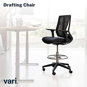 Vari Drafting Chair (VariDesk) - Tall Adjustable Office Chair with Footrest & Rolling Casters - Black
