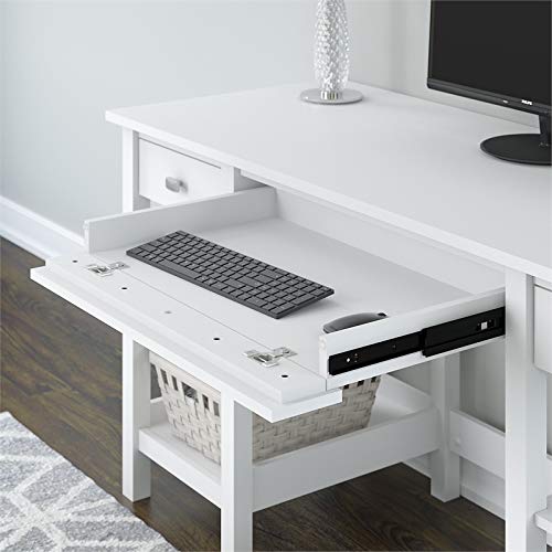 Bush Furniture Broadview 60W Desk with Storage Shelves, Small Hutch Organizer and File Cabinet in White