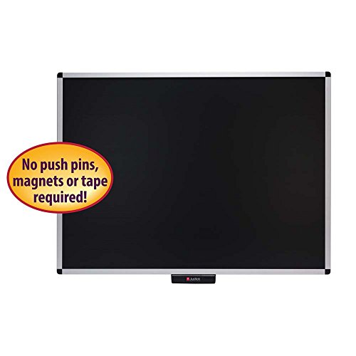 Justick by Smead, Premium Aluminum Frame Bulletin Board, 48"W x 36"H, with Electro Surface Technology, Black (02563)