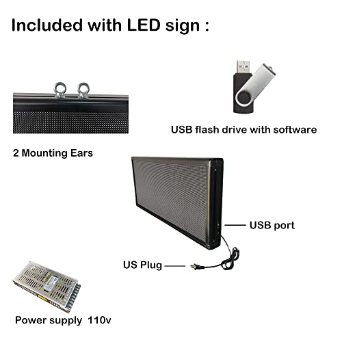 P6 led sign 40" x 18" outdoor full color with high resolution programmable led scrolling display