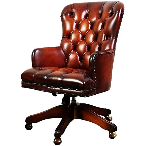 HDZWW Video Game Chairs Home Office Desk Chairs Office Chairs with Lumbar Support Office Chairs & Sofas Vintage Boss Chair,Office Chair Leather Home Swivel Chair,Conference Chair with Casters,Brown
