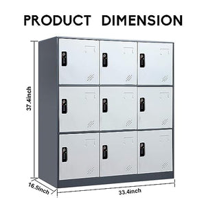Fumedo 9 Doors Metal Storage Locker with Combination Lock and Card Slot (Gray)