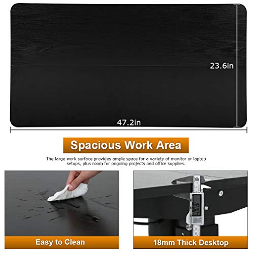 Height Adjustable Computer Desk, Home Office Gaming Desk, 47.2" Modern Simple Style Sit Stand Electric Desk, Writing Computer Workstation or Home Office,Black