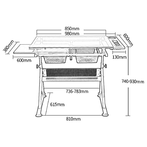 VejiA Drafting Table with Storage, Height Adjustable & Tiltable Art Desk, PVC Panel Drawing Desk