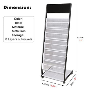 VimrOd L Shape Brochure Rack Display Stand, 6-Layer Commercial File Magazine Organizers