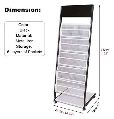 VimrOd L Shape Brochure Rack Display Stand, 6-Layer Commercial File Magazine Organizers