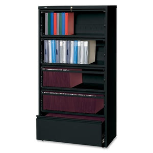 Lorell LLR43513 Receding Lateral File with Roll Out Sleeves, Black