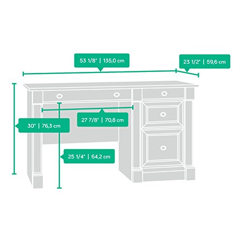 Sauder 412116 Palladia Computer Desk, L: 53.15" x W: 23.47" x H; 30.04", Select Cherry finish