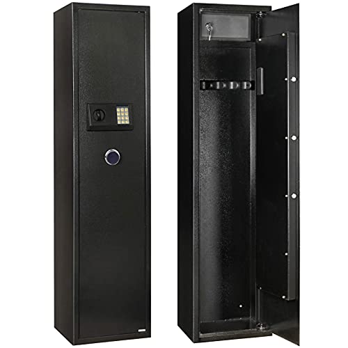 Artist Hand Gun Safe Quick Access 5 Rifles Safe Electric Metal Digital Gun Lockers Electronic Keypad W/ Separate Lockable Compartment Shot Gun Storage Pistol Security Cabinet
