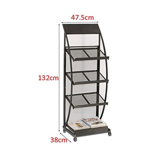 WCN Bookend Multi-Layer Vertical Book Newspaper Rack Advertising Single Page Display Rack Iron Storage Rack Information Rack Black Bookshelf Decor