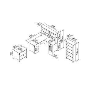Bush Furniture Salinas L Shaped Desk with Hutch, Lateral File, and Bookcase, 60W, Antique White