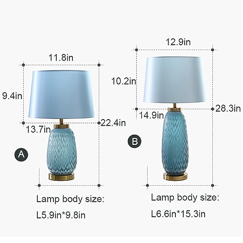 EARSHOT Blue Glass Desk Lamp with Fabric Lampshade
