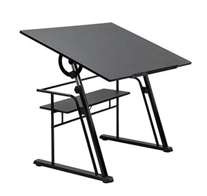 STUDIO DESIGNS Zenith Craft Desk Drafting Table, Top Adjustable Drafting Table Craft Table Drawing Desk Hobby Table Writing Desk Studio Desk, Black, 13340