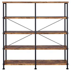 Coaster Home Furnishings Analiese Rustic Industrial 60" 4-Shelf Wood Double Bookcase - Brown Nutmeg
