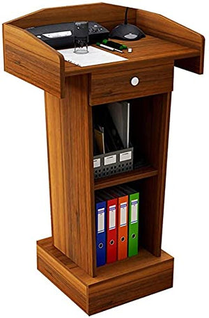 CAMBOS Solid Wood Lectern Podium Stand, Mahogany, Multi-Purpose Workstation