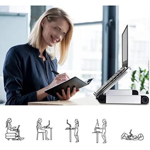 QWZYP Folding Laptop Desk Lengthen Adjustable Aluminum Alloy PC Table Stand with Mouse Board (Color : A)