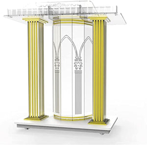 JOuan Clear Acrylic Church Lectern Podium Stand with Wheels