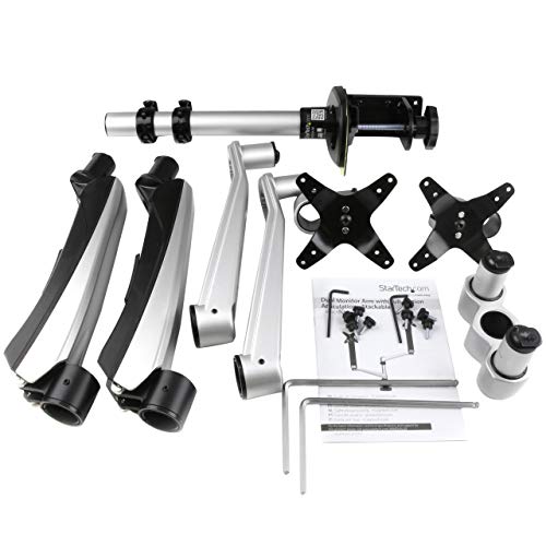 StarTech.com Desk Mount Dual Monitor Arm - Articulating - Supports VESA Monitors 12'' to 30'' - Adjustable - Grommet/Desk Mount - Premium - Silver (ARMDUAL30)