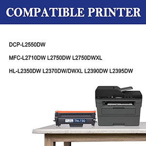 [5 Pack,Black] TN730 Compatible Toner Cartridge Replacement for Brother DCP-L2550DW MFC-L2710DW L2750DW L2750DWXL HL-L2350DW L2370DW/DWXL L2390DW L2395DW Printer