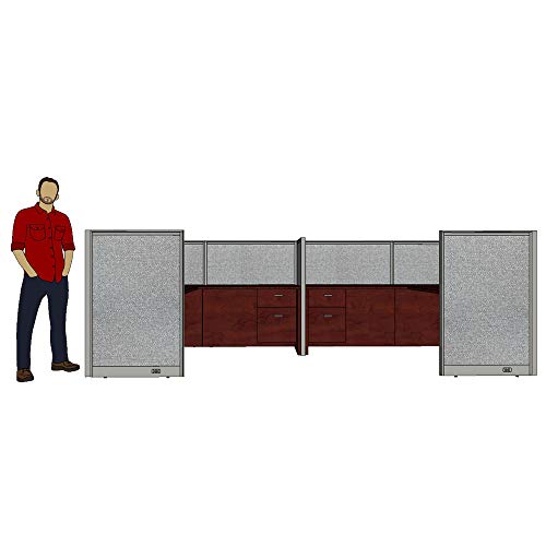 G GOF Double 4 Person Separate Workstation Cubicle (11'D x 12'W-W) - Mahogany