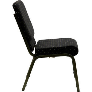 Flash Furniture 4 Pack HERCULES Series Stacking Church Chair - Black Dot Patterned Fabric - Gold Vein Frame