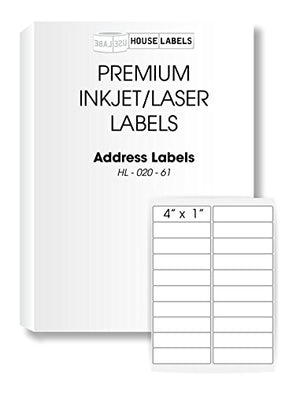 HOUSELABELS 20 Up Shipping Labels (4" x 1") for Laser and Inkjet Printers, 2,000 Sheets / 40,000 Labels