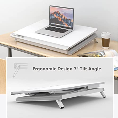 Portable Laptop Table Standing Desk Converter Stand Up Desk Riser Height Adjustable Sit Stand Home Office Desk Laptop Workstation (White)