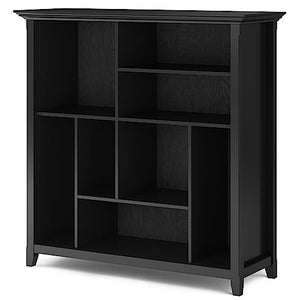 SIMPLIHOME Amherst Solid Wood 44 Inch Black Multi Cube Bookcase - Living Room, Study, Office