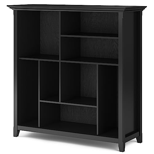 SIMPLIHOME Amherst Solid Wood 44 Inch Black Multi Cube Bookcase - Living Room, Study, Office