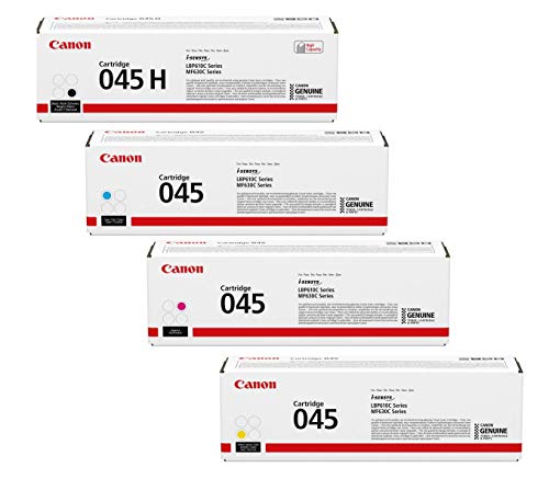 Canon 045 High Capacity Black Cartridge with Standard Capacity Cyan, Magenta and Yellow Cartridge Set for Canon LBP610 and Color imageCLASS MF630C Printers