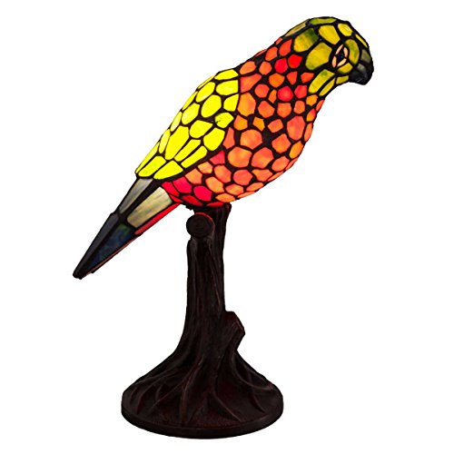 16.5" Pretty Parrot Stained Glass Accent Lamp