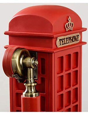 MaGiLL Mini Wall Telephone Corded Retro European Phone Booth Resin Landline Red