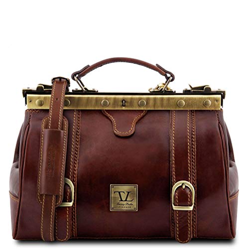 Tuscany Leather Monalisa Doctor gladstone leather bag with front straps Brown