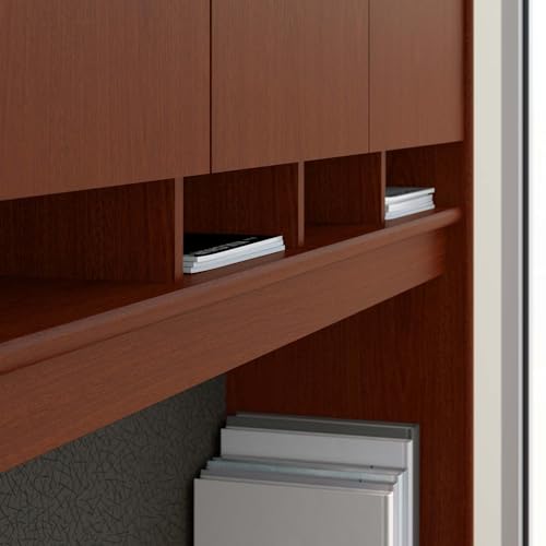 Bush Business Furniture Series C U Shaped Desk with Hutch and Storage, 72W, Mahogany