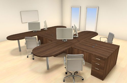 UTM Modern Executive Office Workstation Desk Set, CH-AMB-S24 for Four Persons