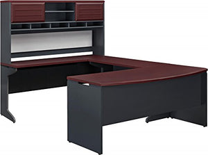 Ameriwood Home Pursuit U-Shaped Desk with Hutch Bundle, Cherry