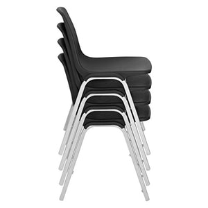 National Public Seating (NPS®) 8100 Series Poly Shell Stacking Chair, Black (4 Pack)
