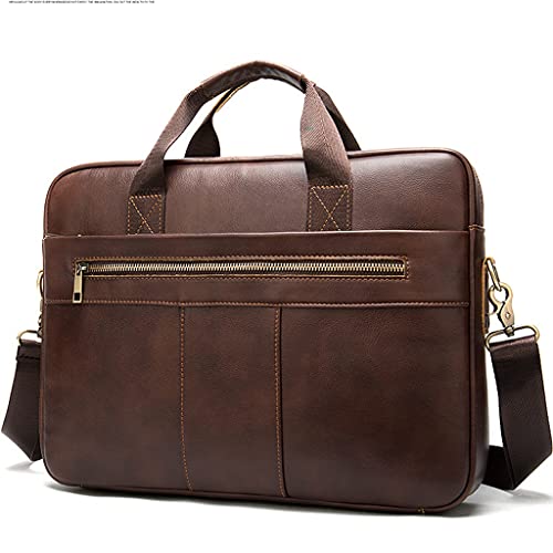 WPHPS Handbag Men Shoulder Hand Bag Laptop for Document Business Briefcase Male Work Office Handbag (Color : Brown, Size : 39x28cm)