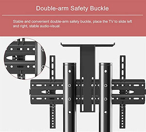 Generic TV Stand Floor Swivel & Tilt On Wheels, Fits 42-65 Inch TV, Black Rolling Cart with AV Shelf