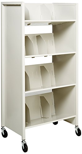 Buddy Products Four Tier Medical File Folder Cart, Steel, 16 x 50.375 x 26 Inches, Platinum (5429-32)