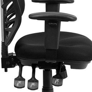 Flash Furniture Mid-Back Black Mesh Multifunction Executive Swivel Ergonomic Office Chair with Adjustable Arms