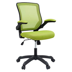 Modway Veer Office Chair with Mesh Back and Vinyl Seat With Flip-Up Arms in Green