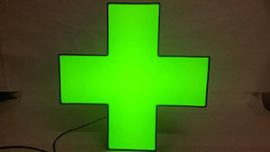 Green Medical Cross - Standard Channel Letter LED Lit, Outdoor/Indoor - Weather Resistant, Storefront Sign. Installation Template and Power Supply Included. (24 Inches)