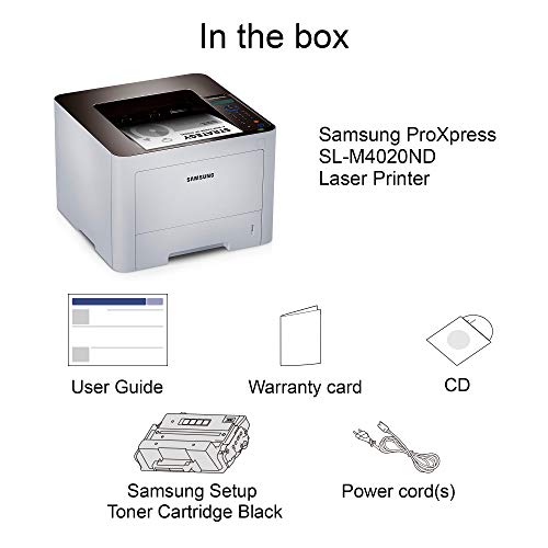 Samsung ProXpress M4020ND Monochrome Laser Printer with Mobile Connectivity, Duplex Printing, Built-in Ethernet, Print Security & Management Tools (SS383K)
