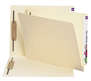 Smead End Tab Fastener File Folder, Shelf-Master Reinforced Straight-Cut Tab, 2 Fasteners, Letter Size, Manila, 250 per Box (34125)