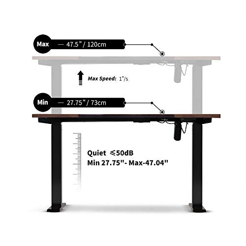 Aneken Electric Adjustable Height Standing Desk, 48 x 24 Inches Wooden Splice Tabletop, Autonomous Smart Home Office Sit Stand Up Desk Suitable for Working & Writing, Black Computer Workstation