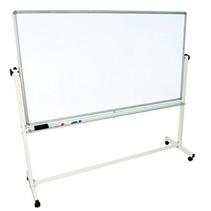 Luxor Mobile Dry Erase Double-Sided Magnetic Whiteboard with Aluminum Frame and Stand - 72"W x 40"H