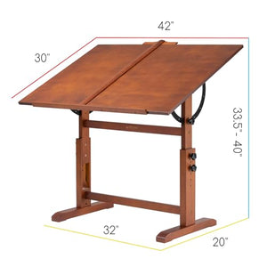 MEEDEN Extra Large Wood Drafting Table, 30" x 42" Artist Drawing Desk, Height Adjustable & Tilting Tabletop