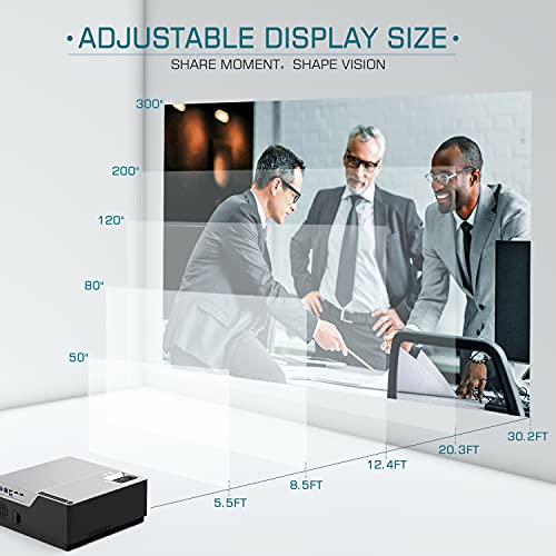 VANKYOMINI Native 1080P LED Projector, Home Video Projector with 300" Display Compatible with TV Stick, HDMI, VGA, USB, Laptop, iPhone Android for PowerPoint Presentation, Home Cinema & Outdoor Movie