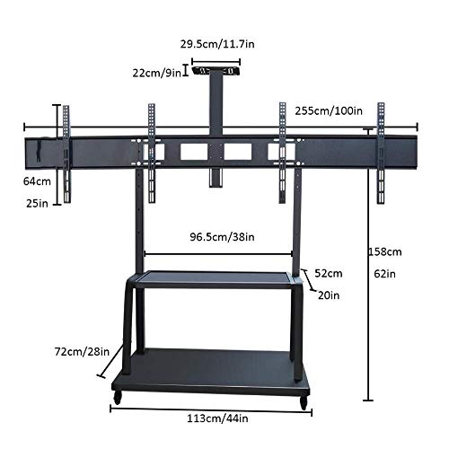Generic Stainless Steel TV Floor Tripod for 40-65 Inches TVs, Black Universal Stand - Wheels, Height Adjustable - Max Vesa 600x400mm